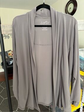 UBU Women's Taupe Open-Front Draped Robe Cardigan